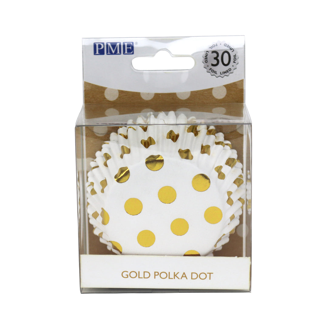 PME Foil Cupcake Baking Cups Gold Dots Pk/30