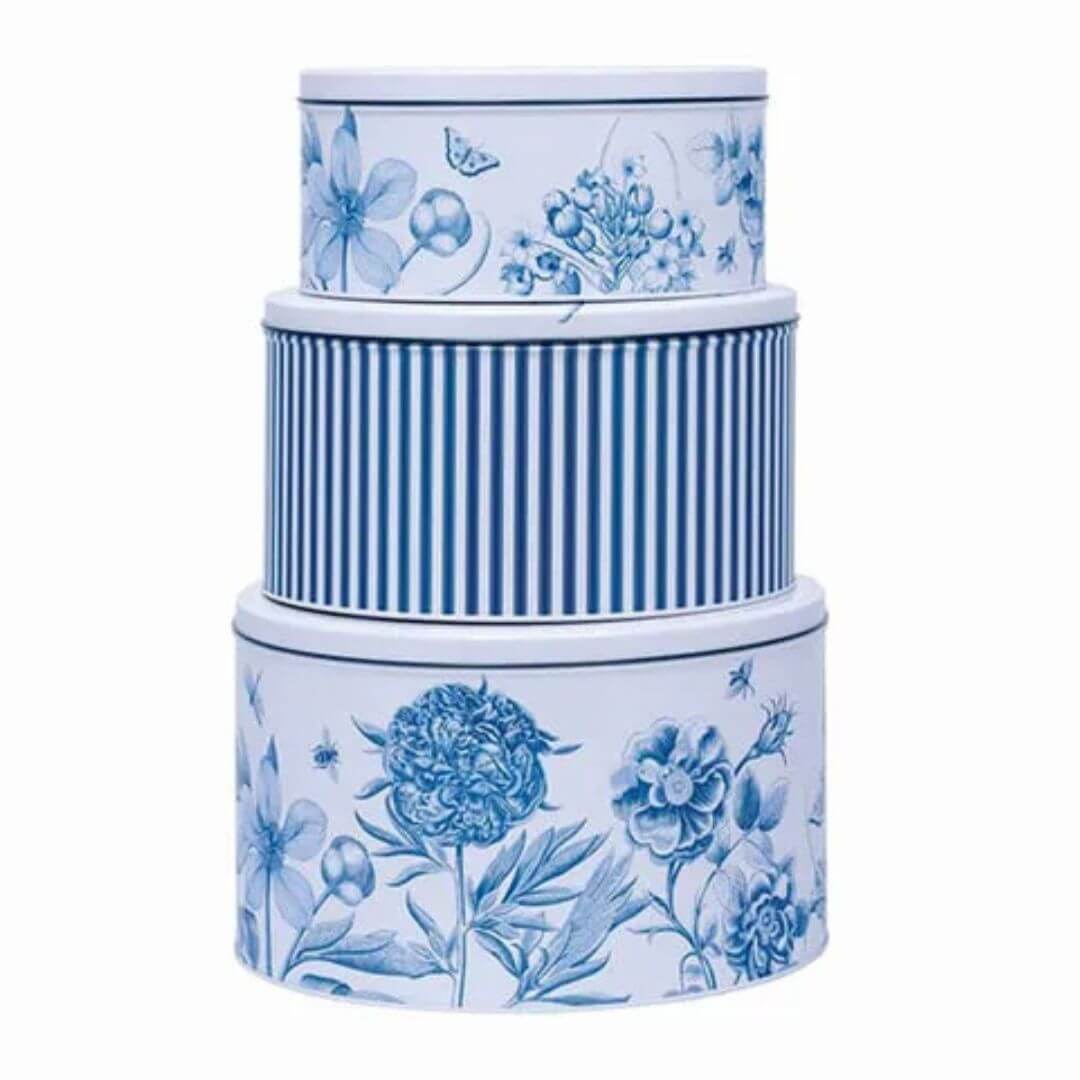 Sanderson Etchings & Roses Round Cake Tin Set of 3