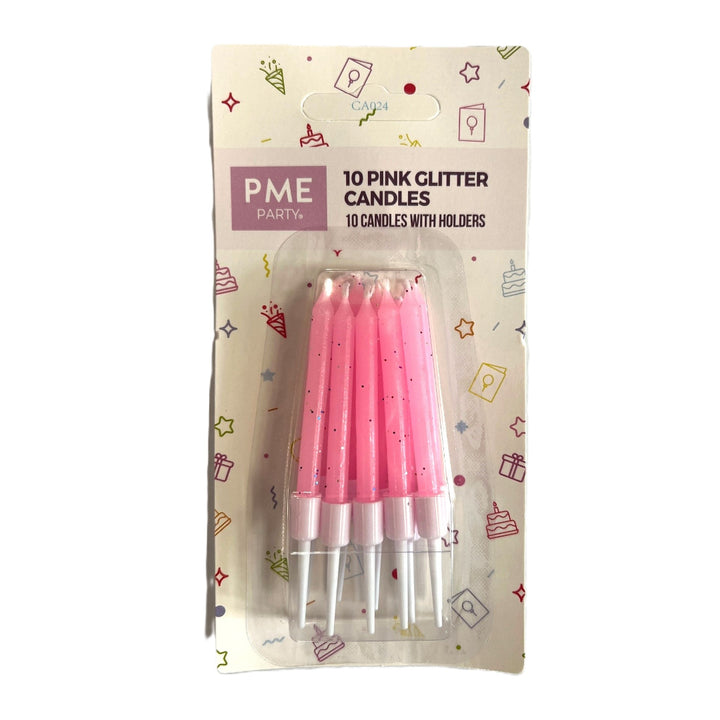 PME Glitter Candles with Holders 10pk