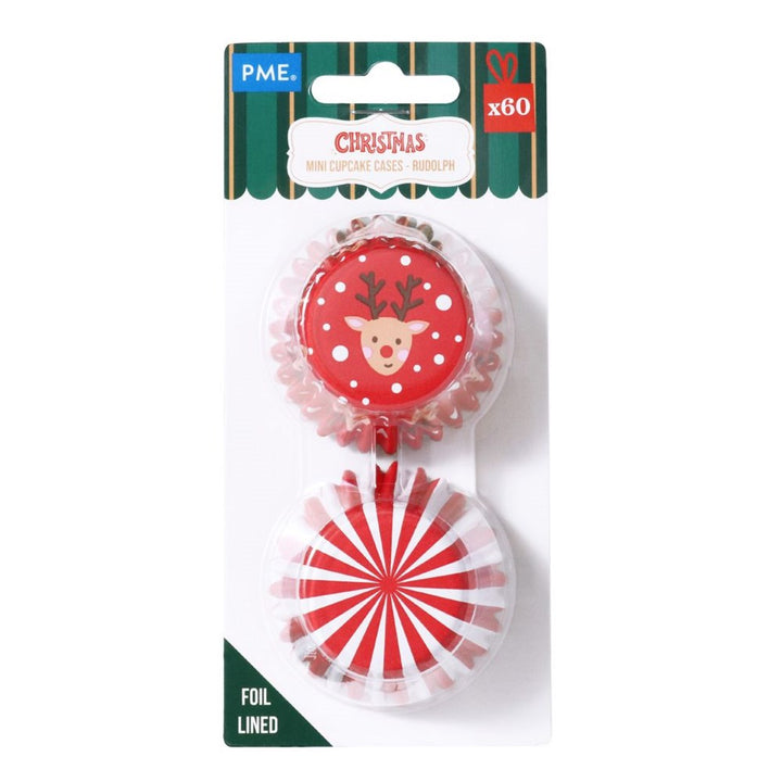 PME Mini Foil Cupcake Cases Rudolph 60pk