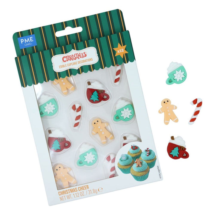 PME Christmas Cheer Edible Sugar Decorations 12pc