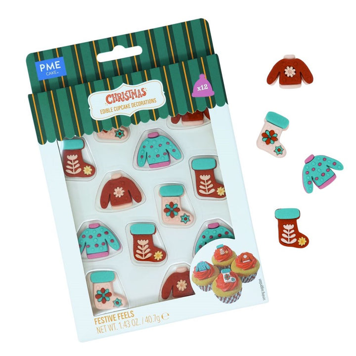 PME Festive Feels Edible Sugar Decorations 12pc