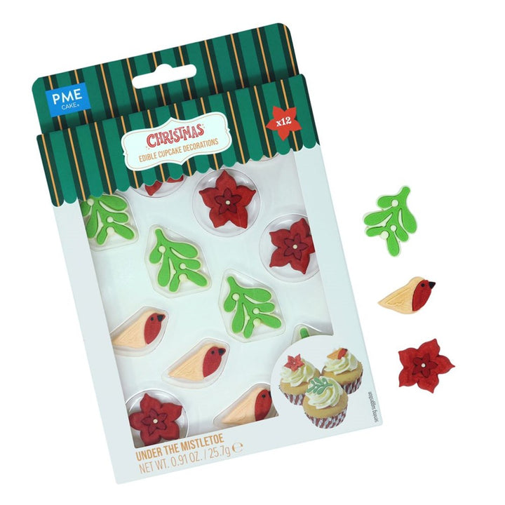 PME Under the Mistletoe Edible Sugar Decorations 12pc