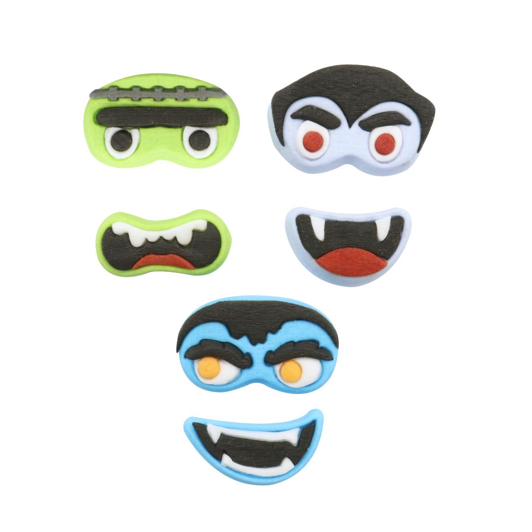 PME Edible Sugar Decorations - Monster Faces 12pc