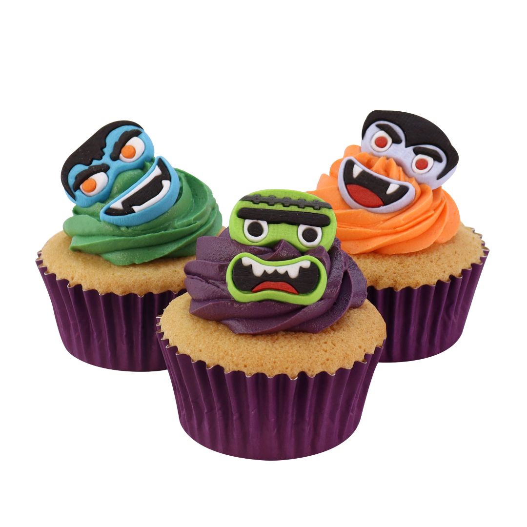 PME Edible Sugar Decorations - Monster Faces 12pc