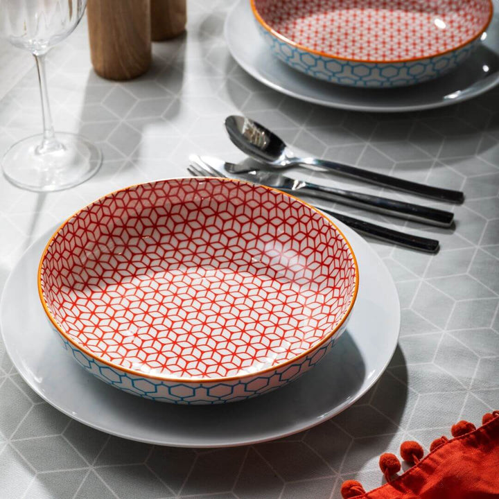 Mikasa Pasta Bowl 21cm Geometric Blue