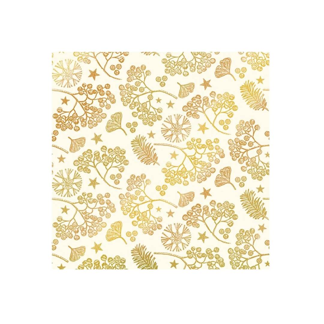 IHR Christmas Cocktail Napkins 20pk Bright Winter Branches Cream/Gold