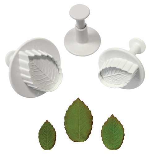 PME Veined Rose Leaf Plunger Cutters Set of 3