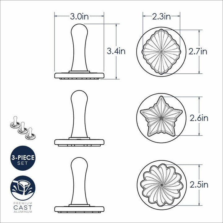 NordicWare Pretty Pleated Cookie Stamps Set of 3