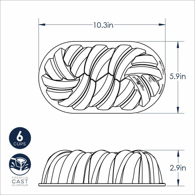 NordicWare 75th Anniversary Braided 6cup Loaf Pan
