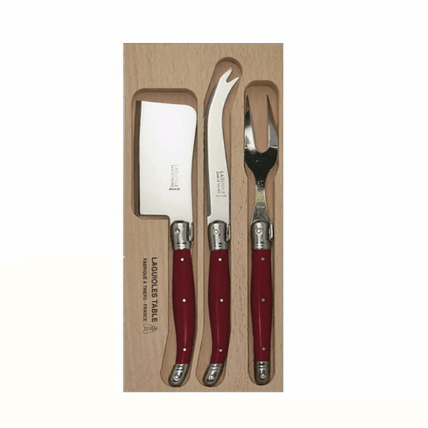 Andre Verdier Laguiole Cheese Set 3pce Red