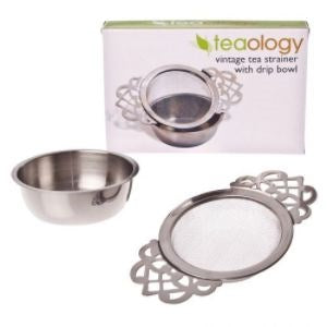 Teaology Vintage S/S Tea Strainer with Drip Bowl