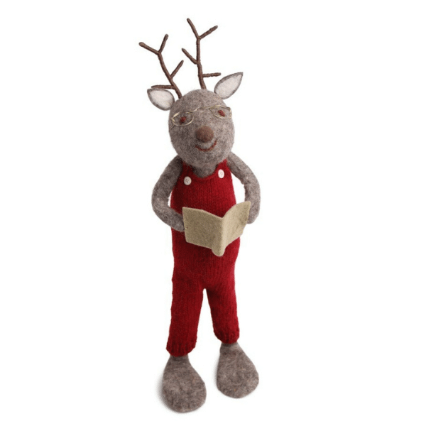 Gry & Sif Grey Deer with Book 60cm