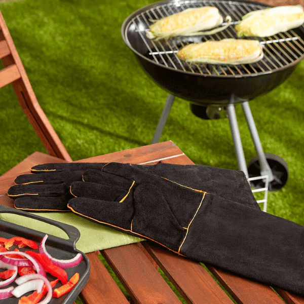 RSVP BBQ Grill Gloves Black Leather 45cm