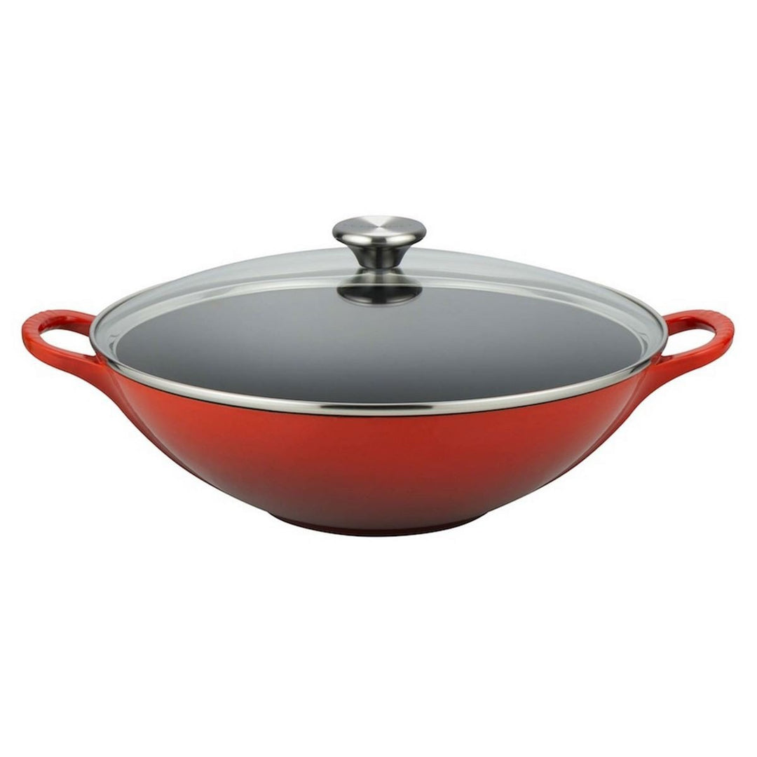 Le Creuset Cast Iron Wok with Glass Lid