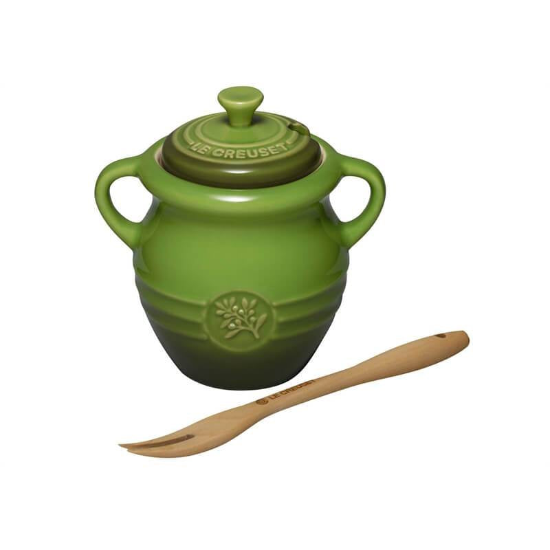 Le Creuset Olive Jar & Fork Sage Green