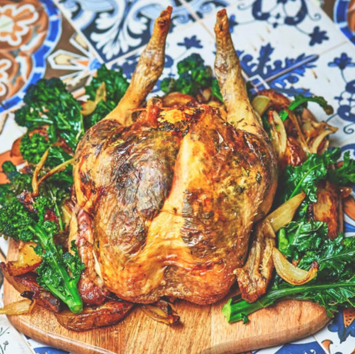 Belazu Roast Chicken stuffed with Beldi Preserved Lemons, Garlic and Parsley