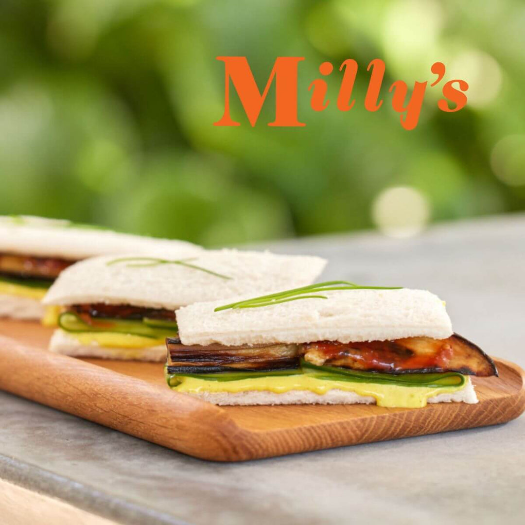 Milly's Grilled Eggplant, Kasundi & Cucumber Sandos