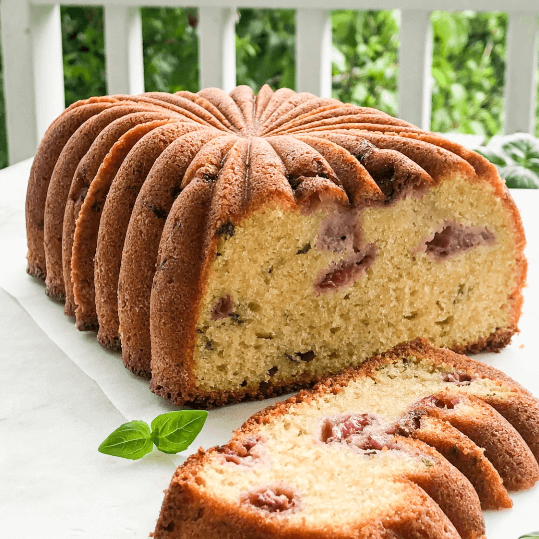 Strawberry & Basil Loaf Cake