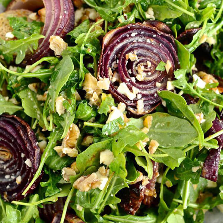 Yotam Ottolenghi's Baked Red Onions with Walnut Salsa