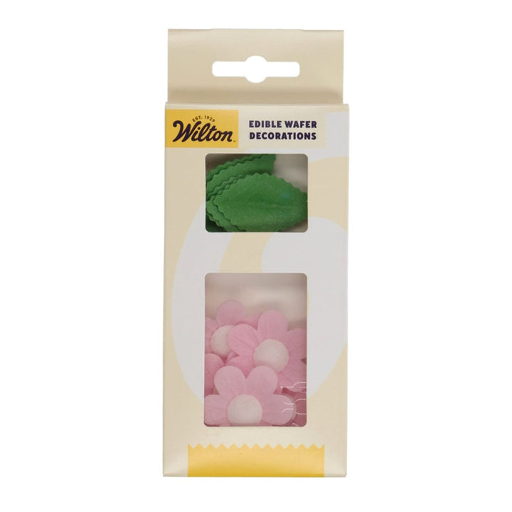 Wilton Pink Edible Wafer Flowers and Leaves