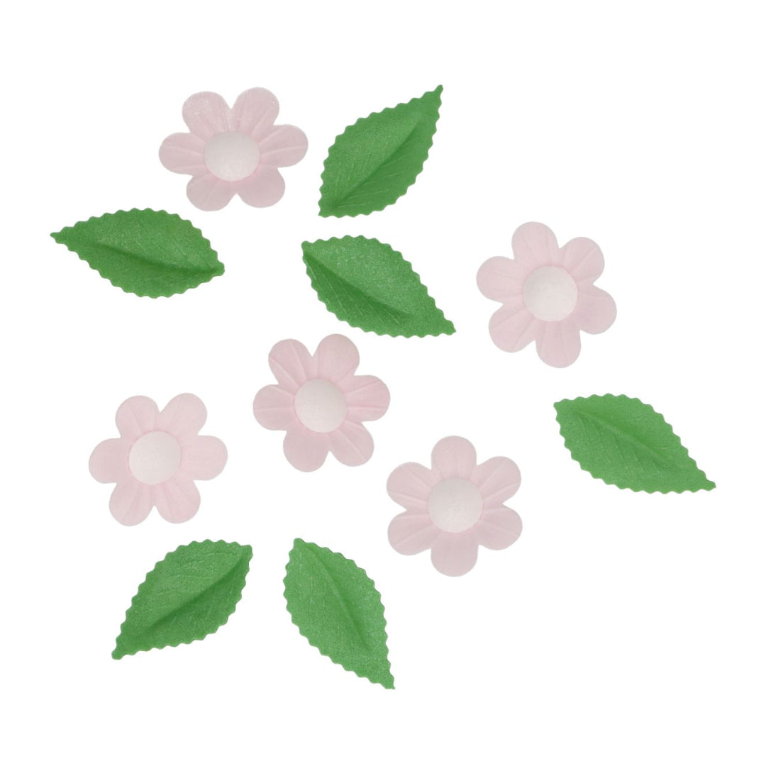 Wilton Pink Edible Wafer Flowers and Leaves