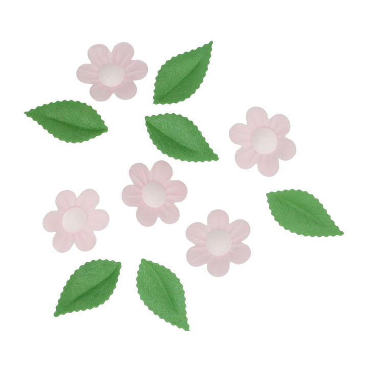 Wilton Pink Edible Wafer Flowers and Leaves