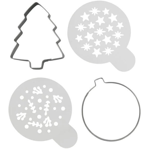 Wilton Christmas Cookie Cutter and Stencil Set 4ct