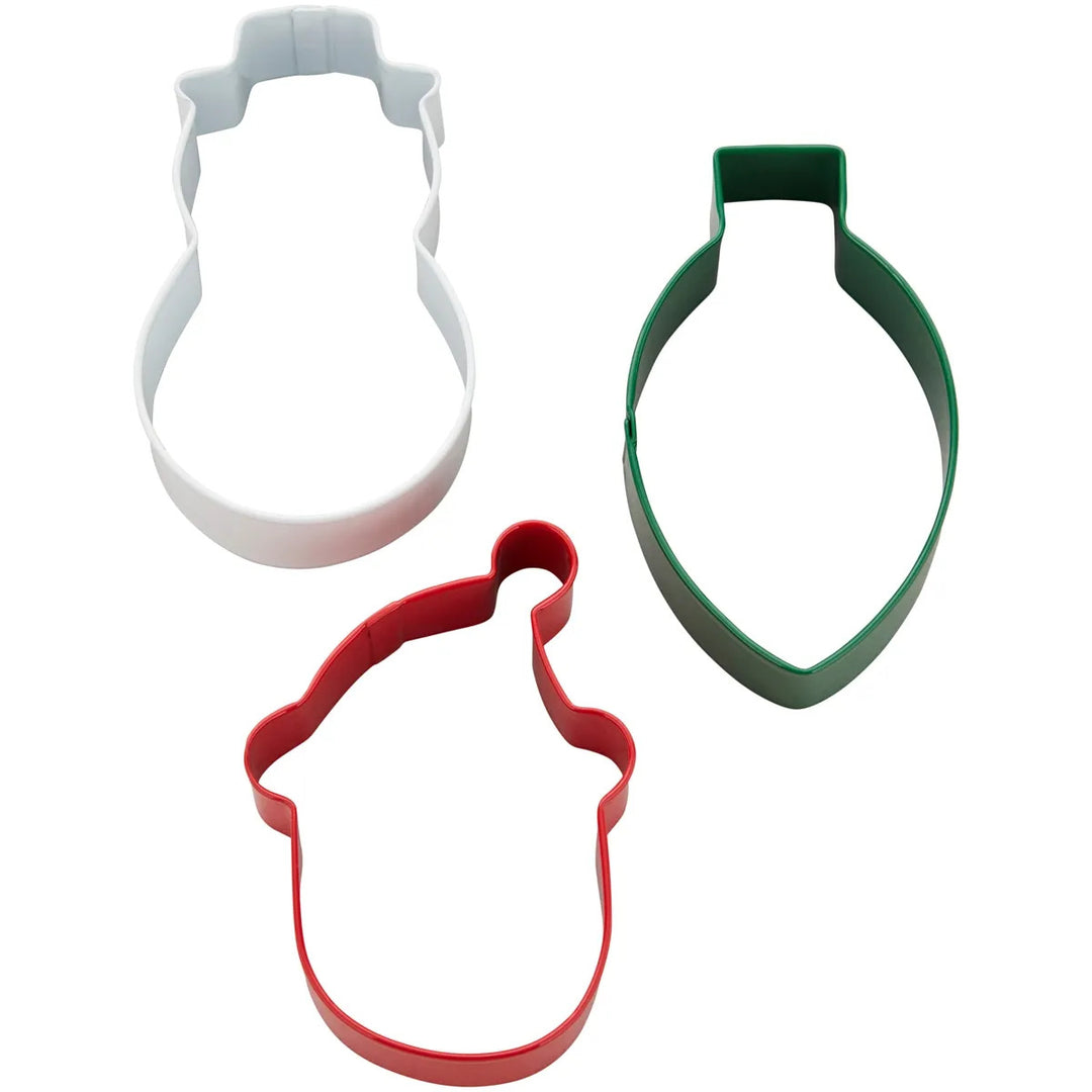 Wilton Snowman, Bulb & Santa Cookie Cutter Set 3pc