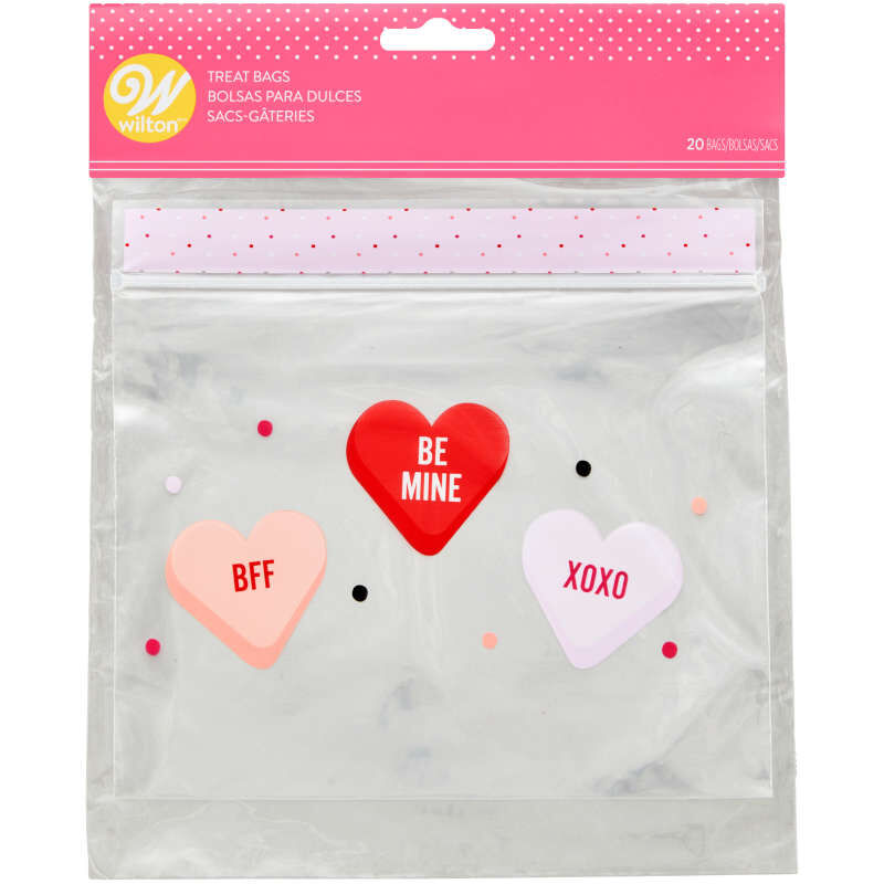 Wilton Candy Hearts Resealable Bags 20ct