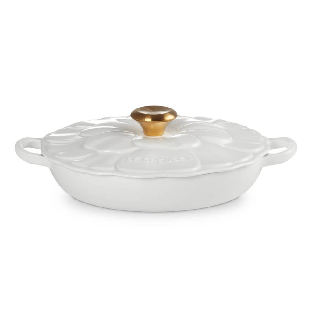 Le Creuset Petal Shallow Casserole 26cm White