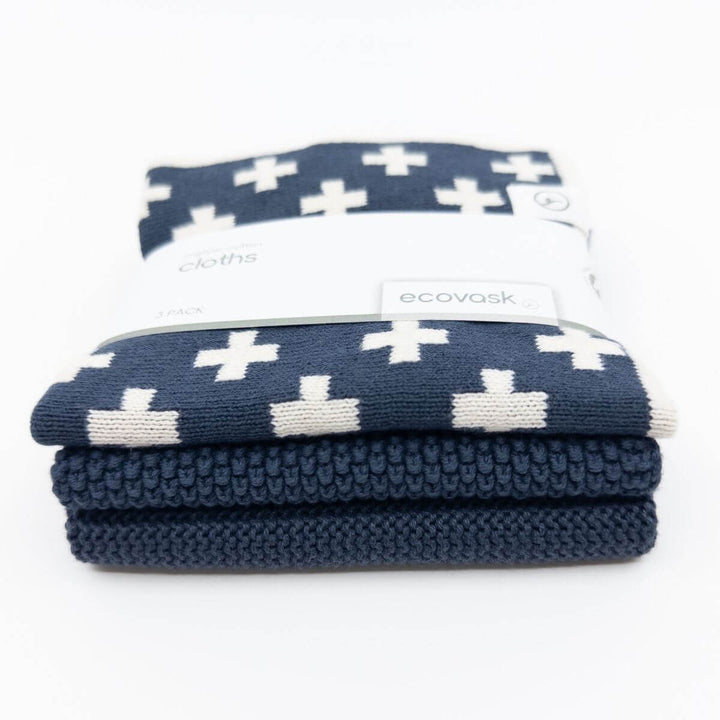 Ecovask Mixed Dishcloths 3pk Navy Royale