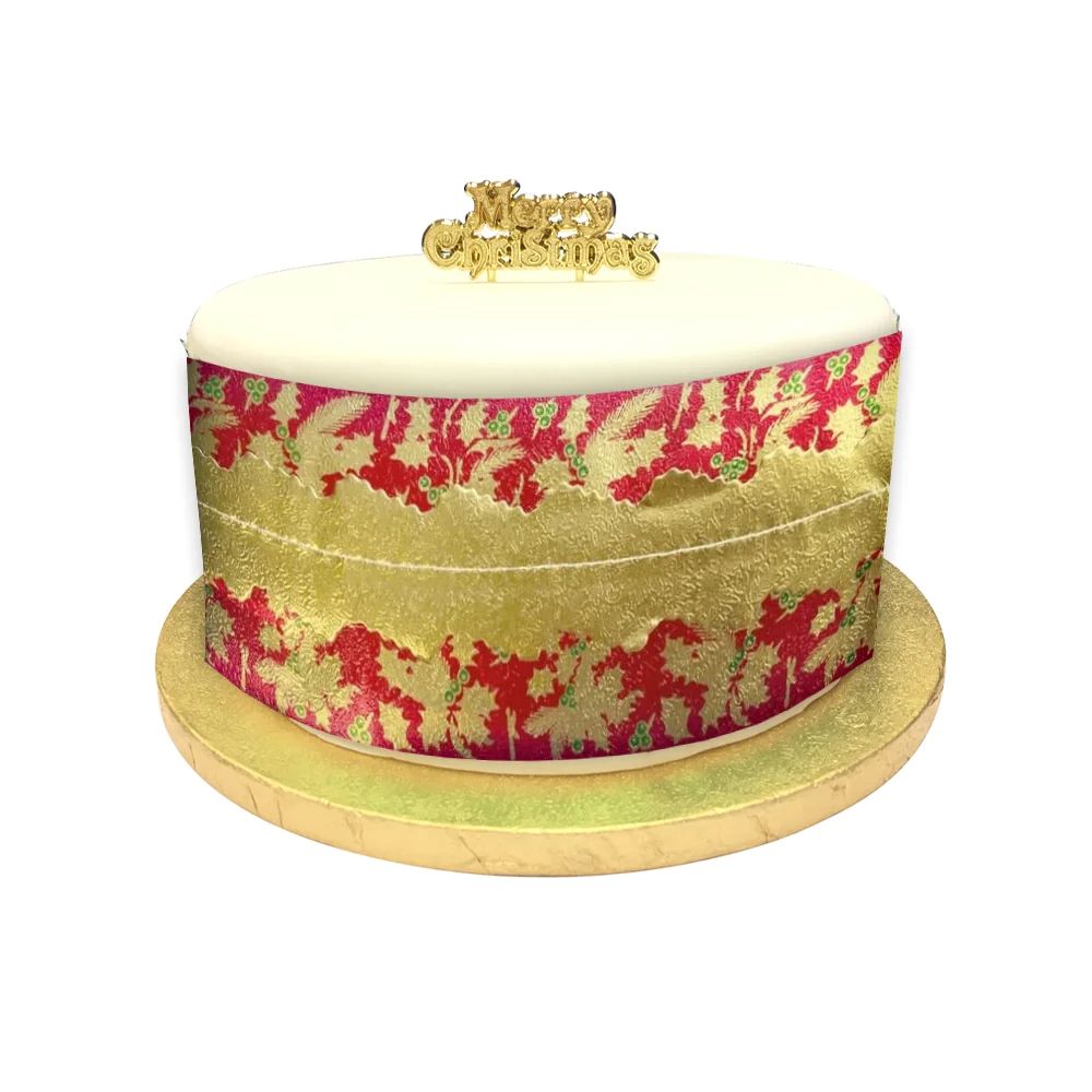 Holly Print Christmas Cake Frill