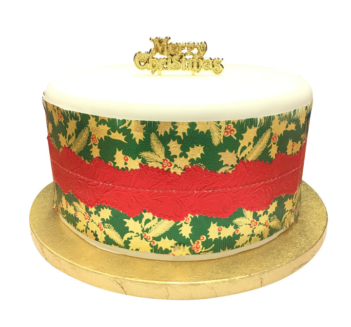 Holly Print Christmas Cake Frill