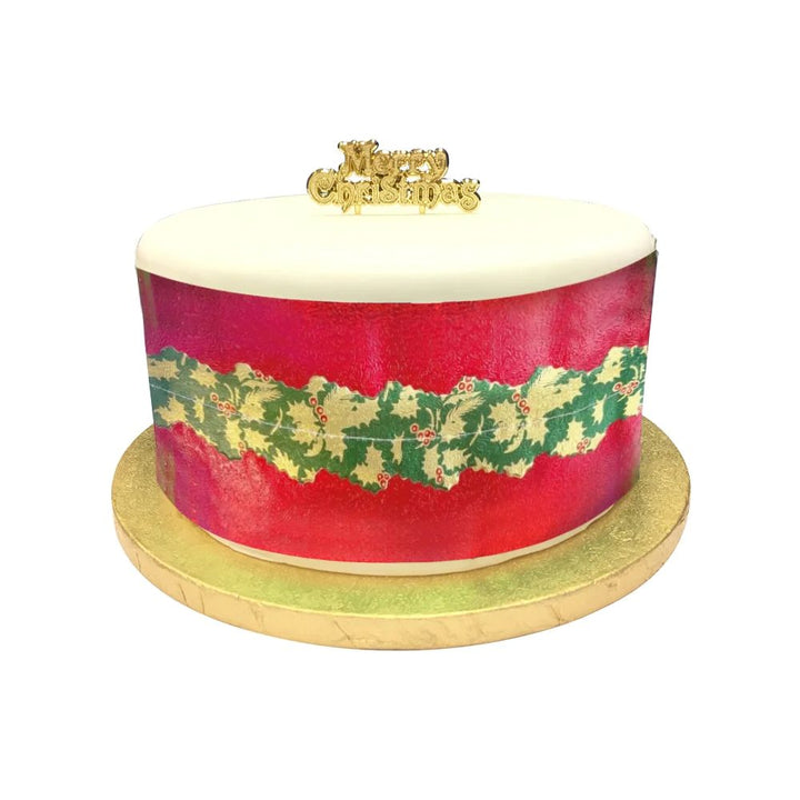Plain Christmas Cake Frill with Holly Centre