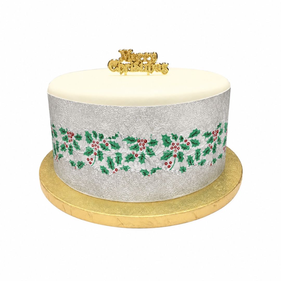 Plain Christmas Cake Frill with Holly Centre