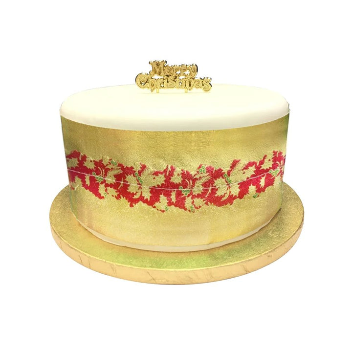 Plain Christmas Cake Frill with Holly Centre
