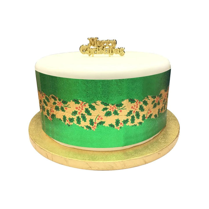 Plain Christmas Cake Frill with Holly Centre
