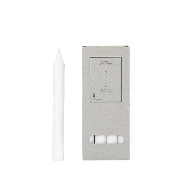 Broste Straight Candle 20cm Set of 8 White