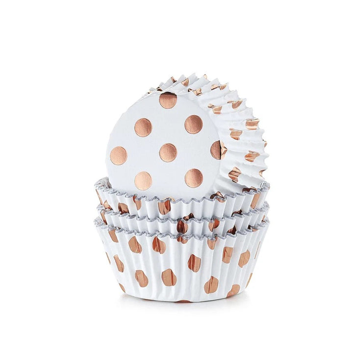 PME Foil Cupcake Baking Cups Rose Gold Dots Pk/30