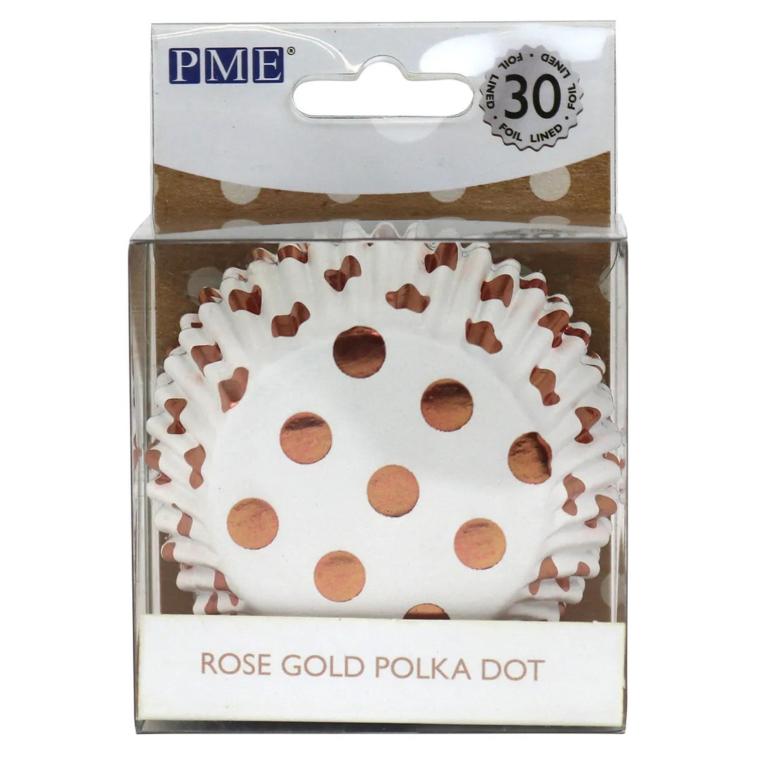 PME Foil Cupcake Baking Cups Rose Gold Dots Pk/30