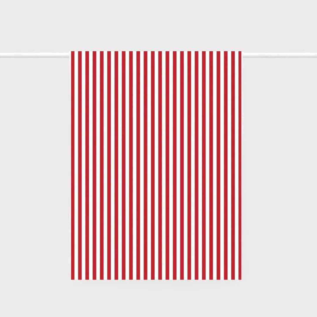 Father Rabbit French Nautical Stripe Linen Tea Towel Red