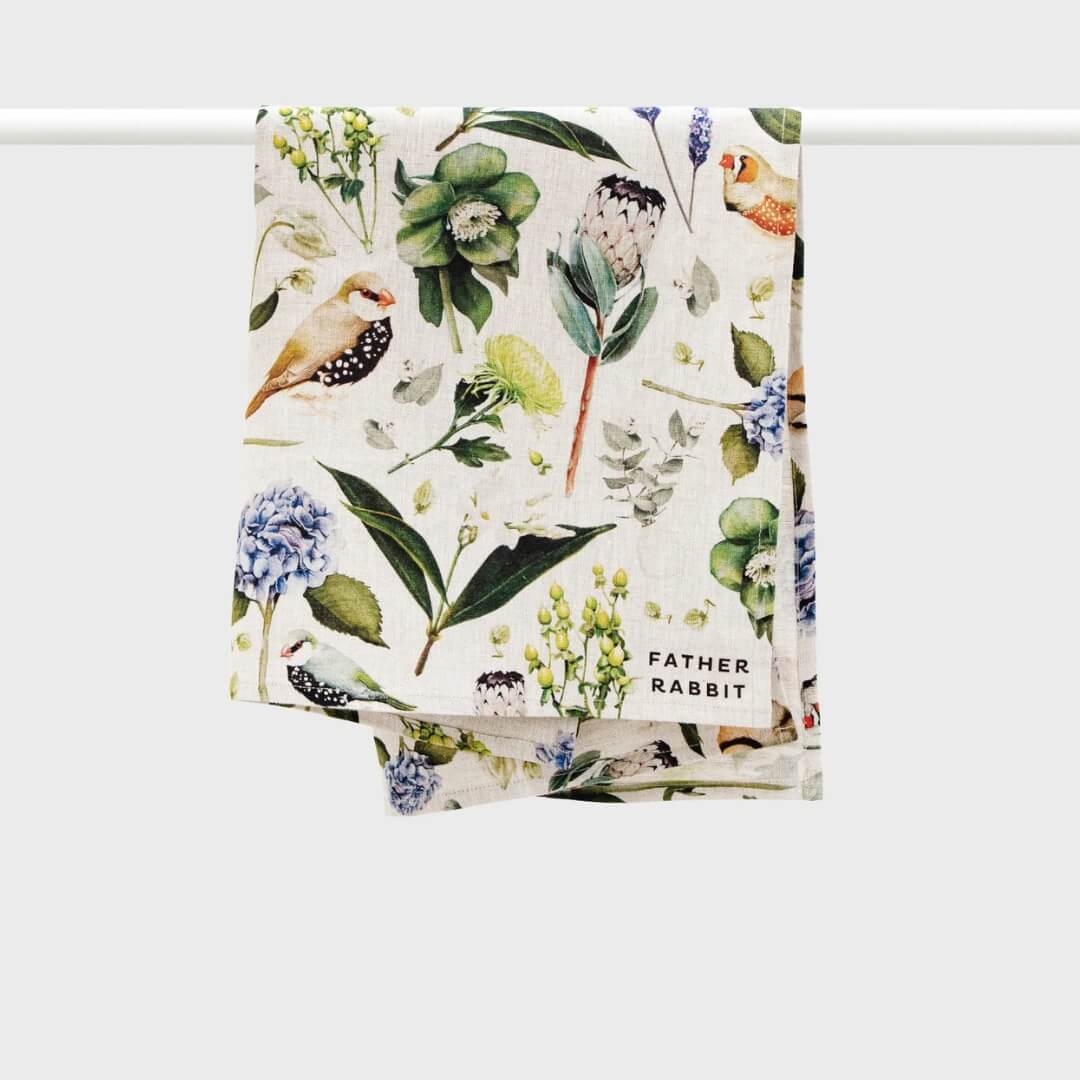 Father Rabbit Linen Tea Towel Botanica Natural