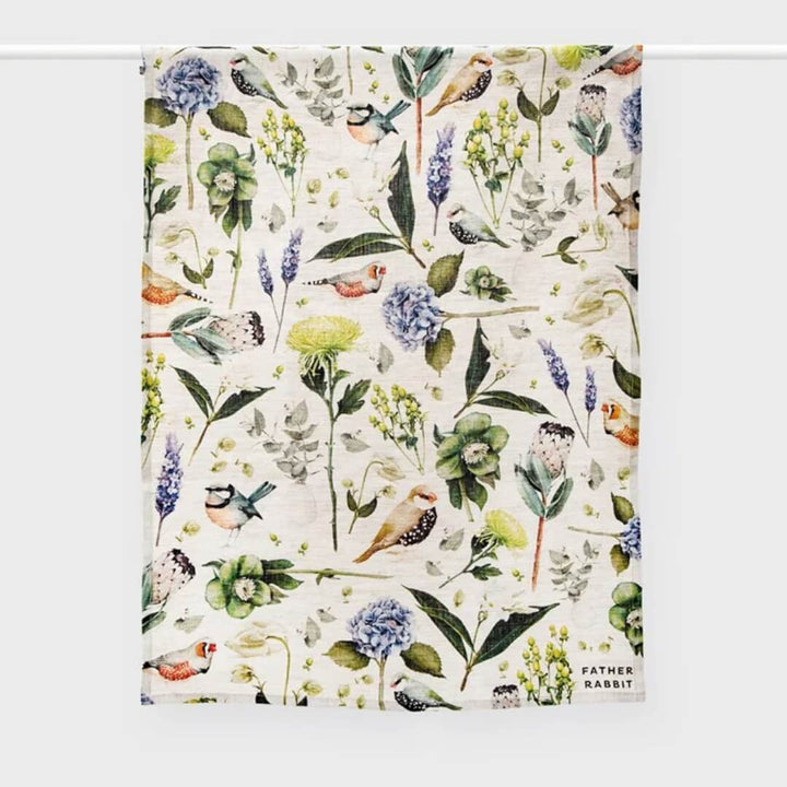 Father Rabbit Linen Tea Towel Botanica Natural