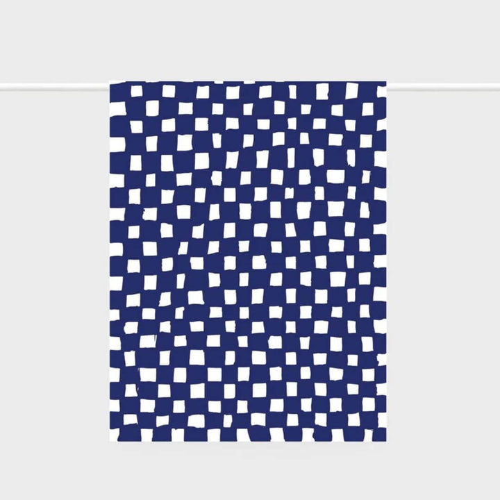 Lettuce Hand-drawn Checkers Linen Tea Towel
