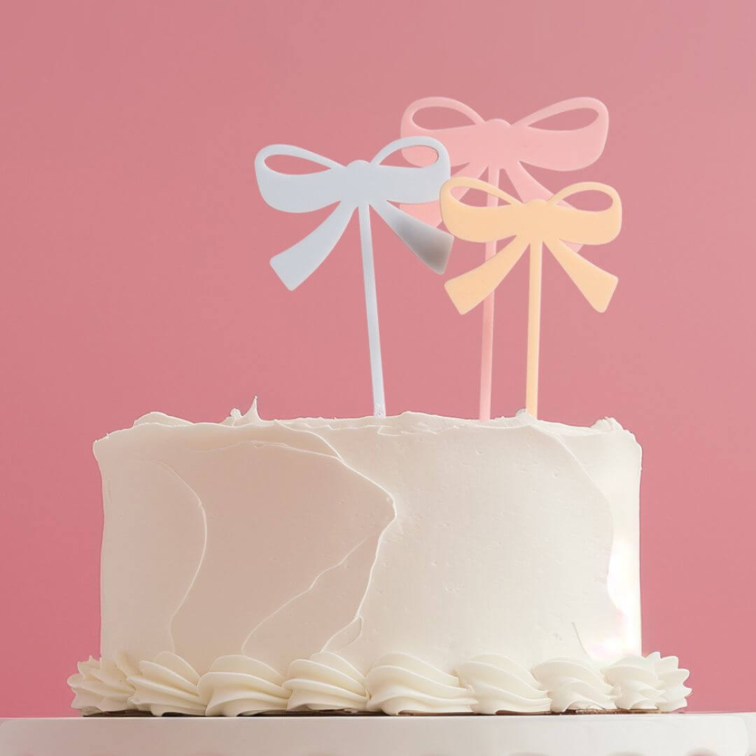 Acrylic Bow Cake Toppers Set of 3