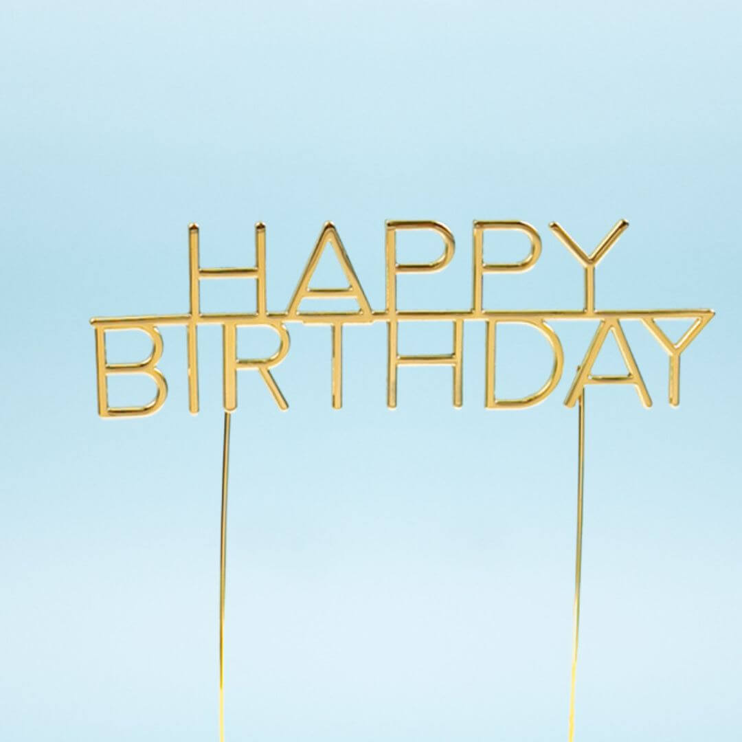 'Happy Birthday' Cake Topper Gold Capitals