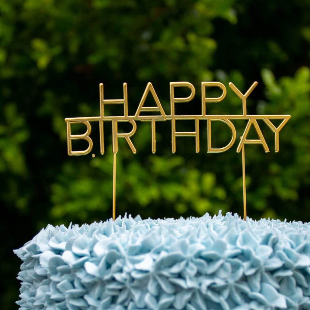 'Happy Birthday' Cake Topper Gold Capitals