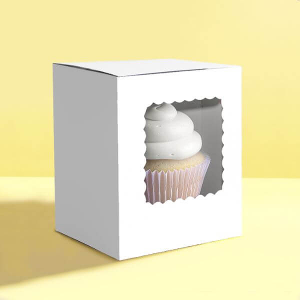 Papyrus Scalloped Single Cupcake Box 6pk White