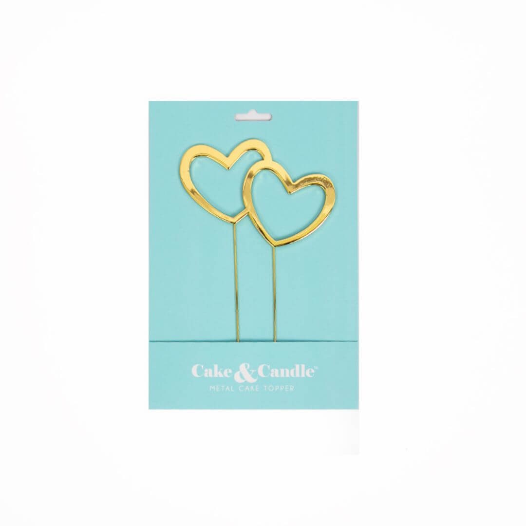 Double Heart Gold Plated Cake Topper